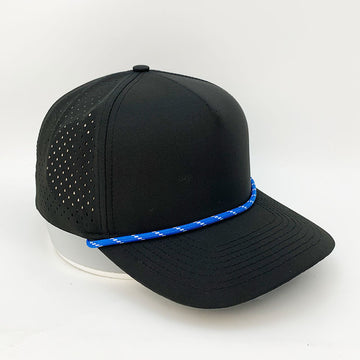 5 Panel Waterproof Black (Blue/white rope)