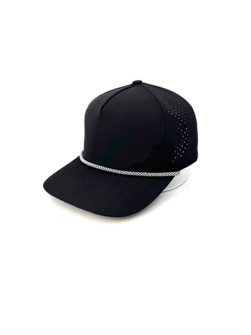5 Panel Waterproof (Black with black and white diamond rope)