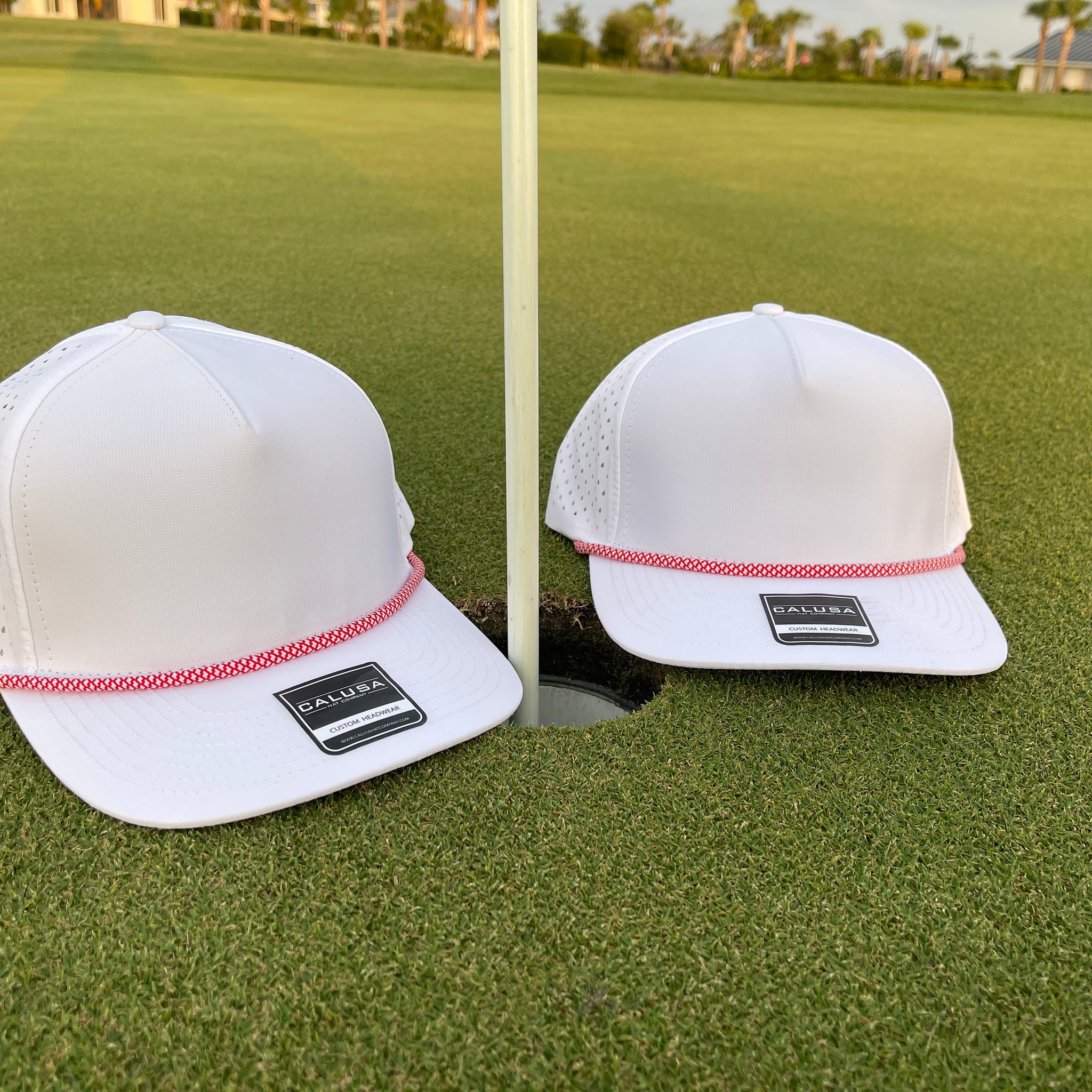 5 Panel Waterproof White (Red/White Diamond Rope)