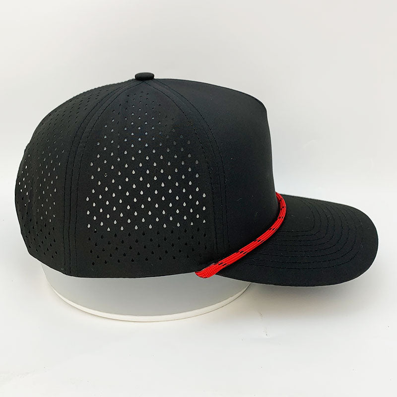 5 Panel Waterproof Black (Red/black rope)
