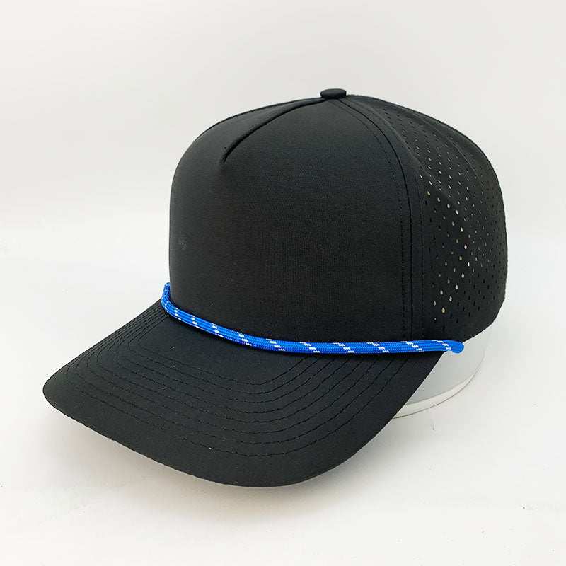 5 Panel Waterproof Black (Blue/white rope)